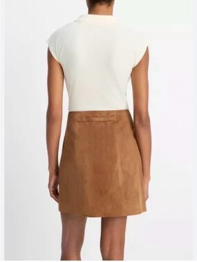 LOFT Caramel Brown faux Suede Mini Skirt. A-line 0P NWOT